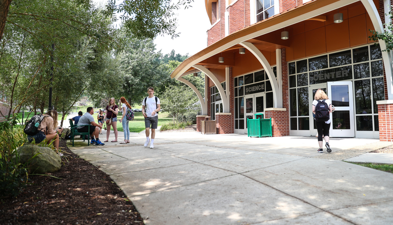 Students walking on campus