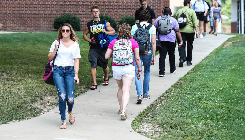 Students walking on campus