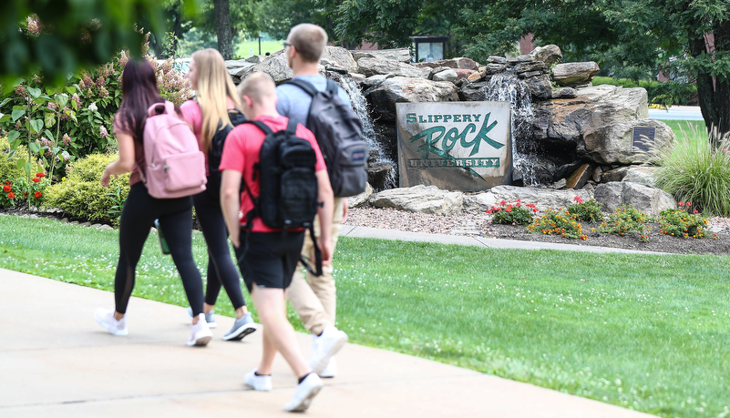 Students walking on campus