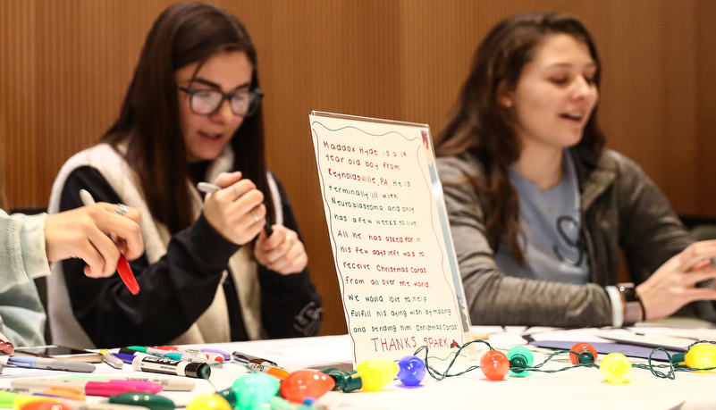 Students making cards