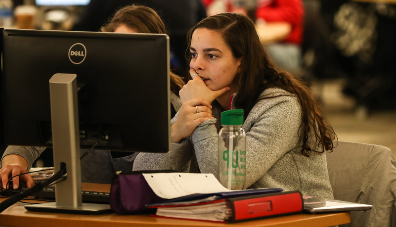 Student working on a computer