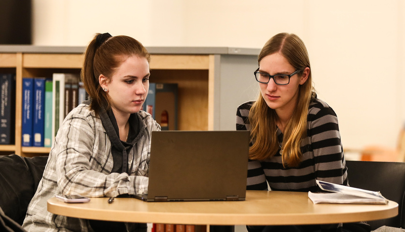 Student typing a paper