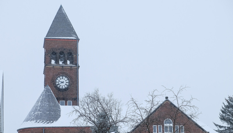 Old Main in the snow