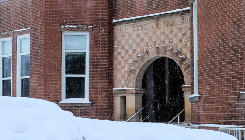 Old Main in the snow