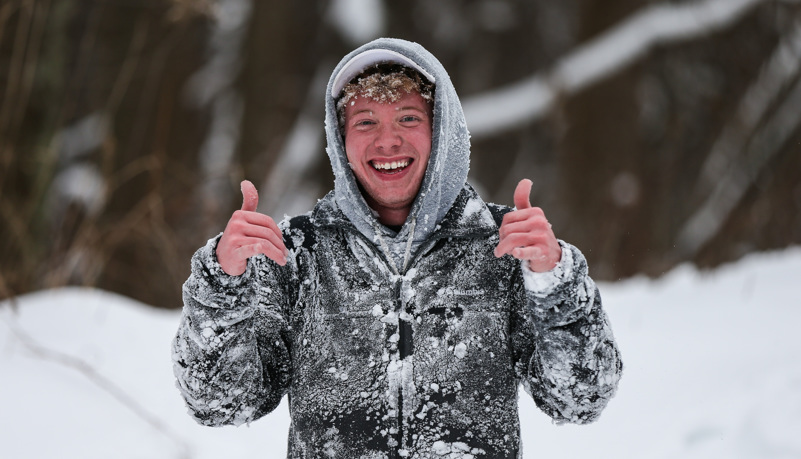 Students sled riding