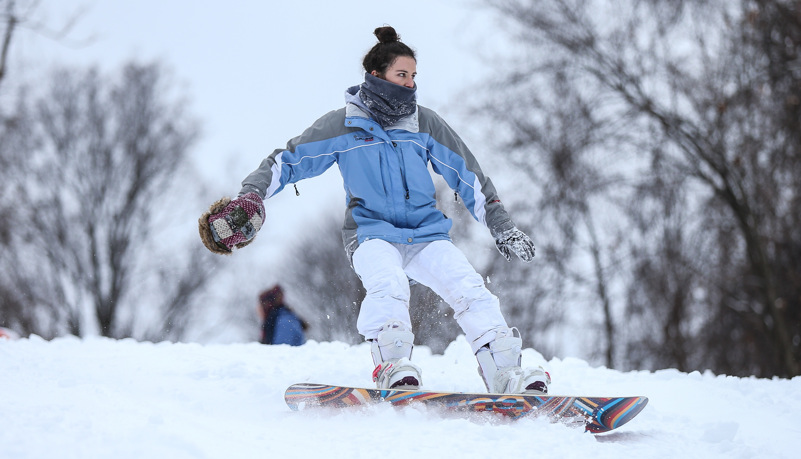 Students snowboarding