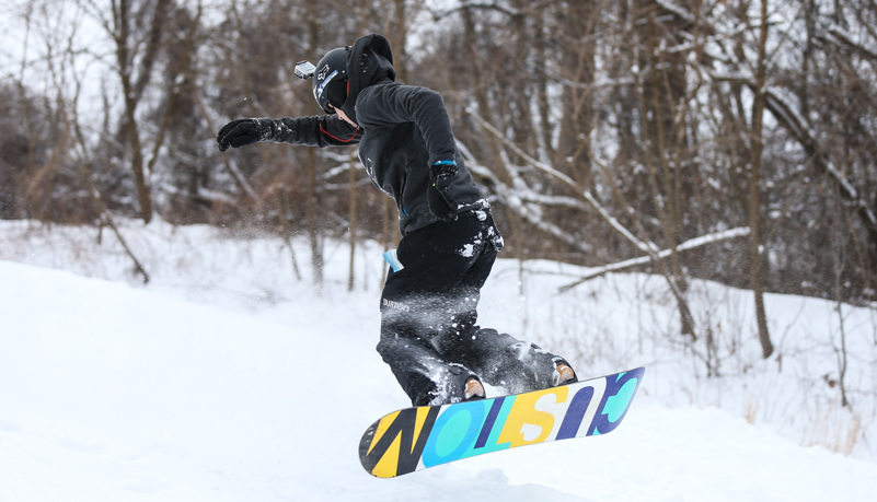 Students sled riding