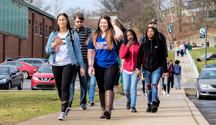 students walking