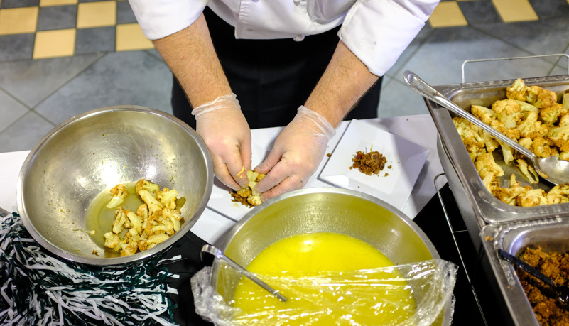 Chef making food