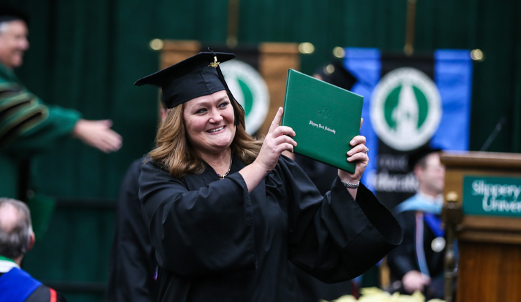 Andrea Evens with her diploma