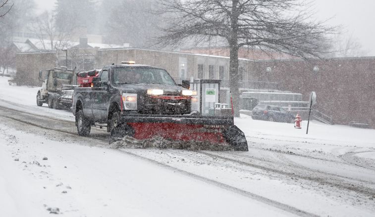 Truck plowing snow