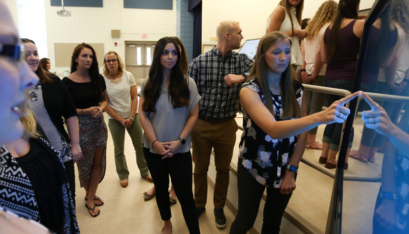 students at orientation