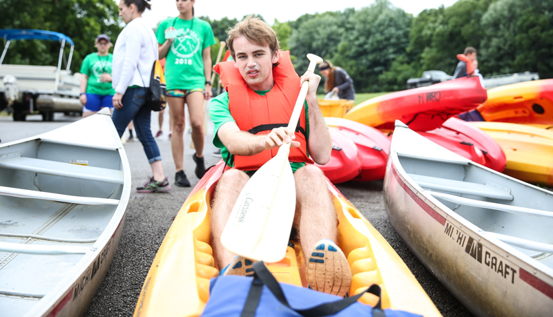 Campers on a boat