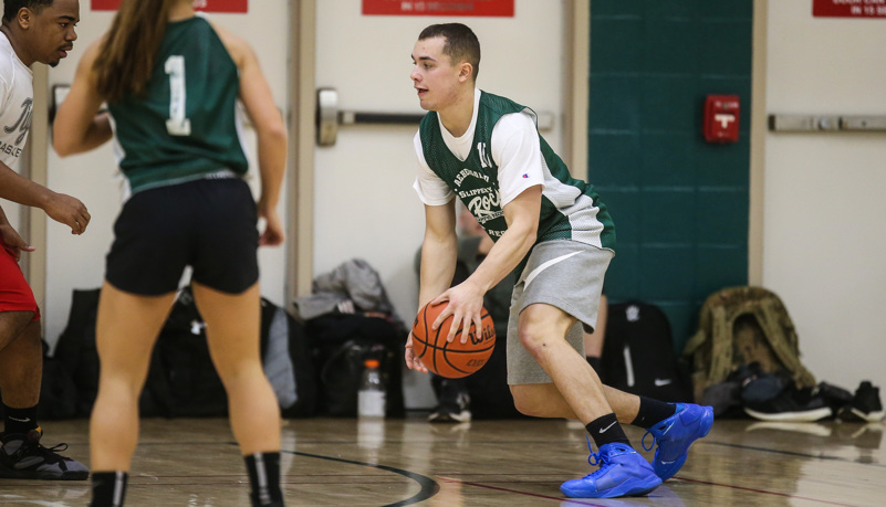 Students playing basketball