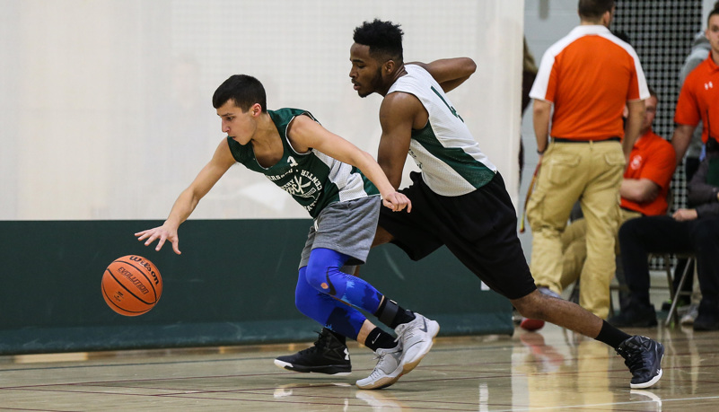 Students playing basketball