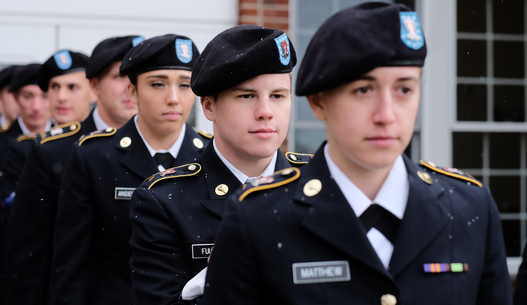 ROTC Cadets standing at attention