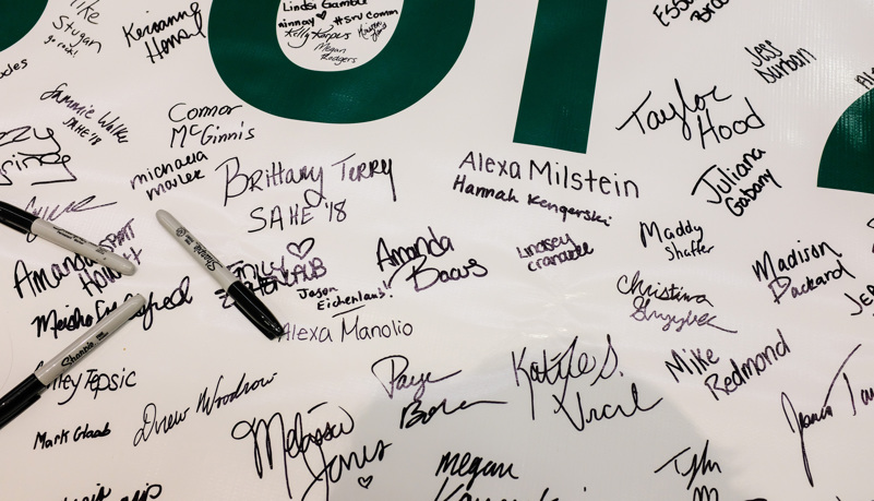 Signatures on a banner