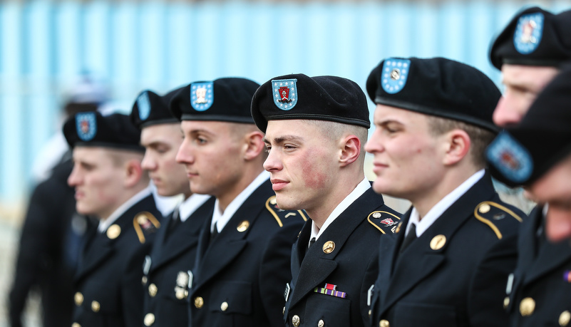 ROTC Cadets at attention