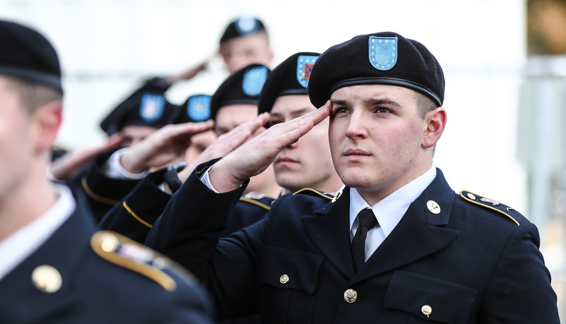 ROTC cadets salute