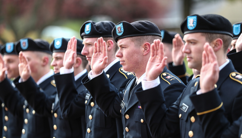 ROTC cadets take the oath of office