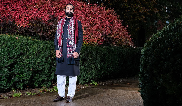 Pakistaini student in traditional dress