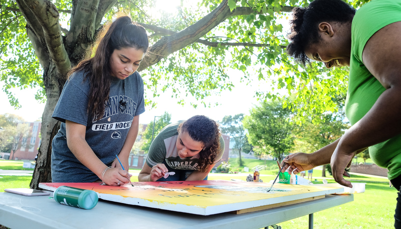 Students painting