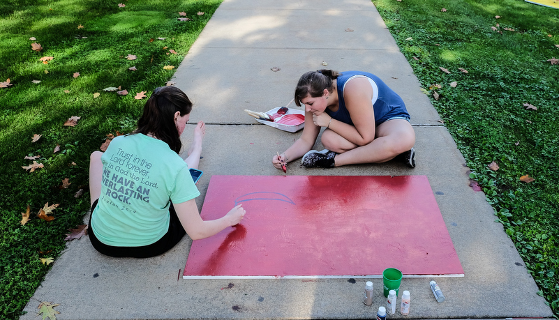 Students painting