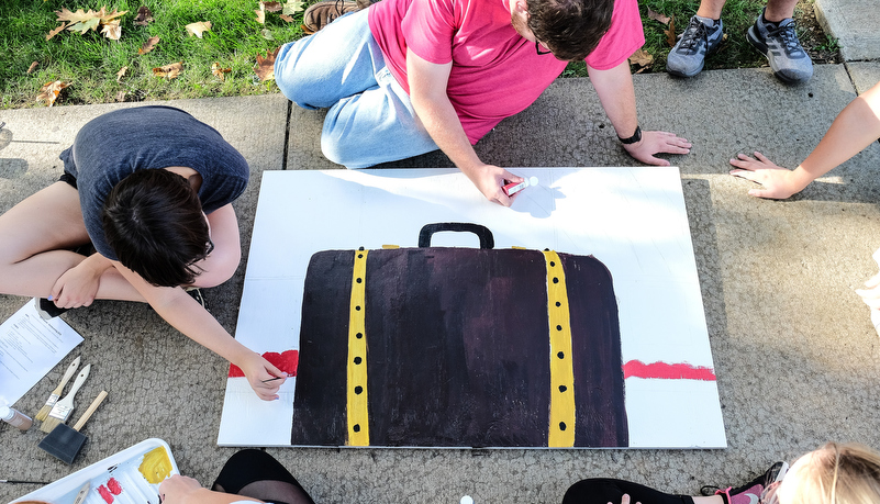 Students painting