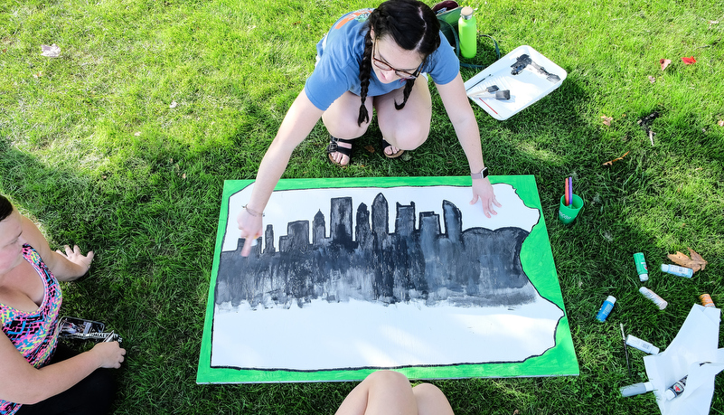 Students painting