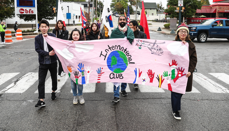 students in the parade