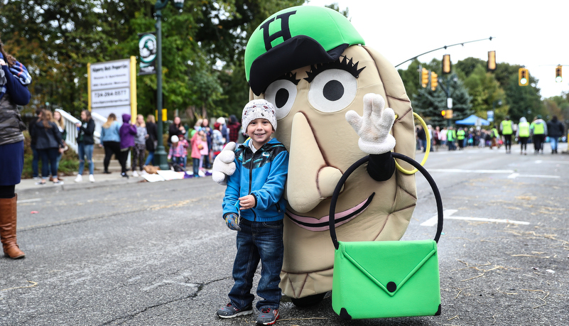 boy with a mascot