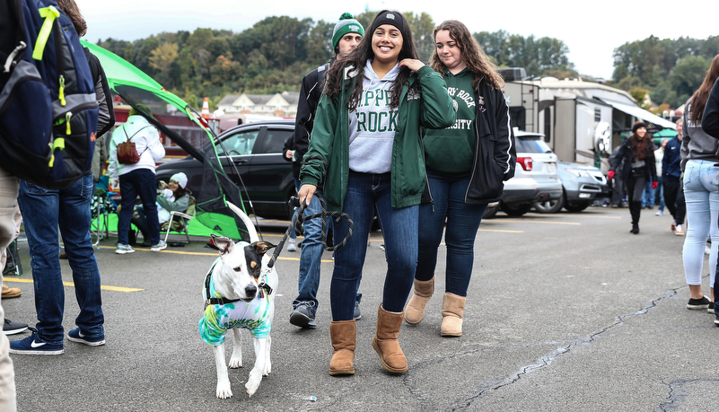 alumni with a dog