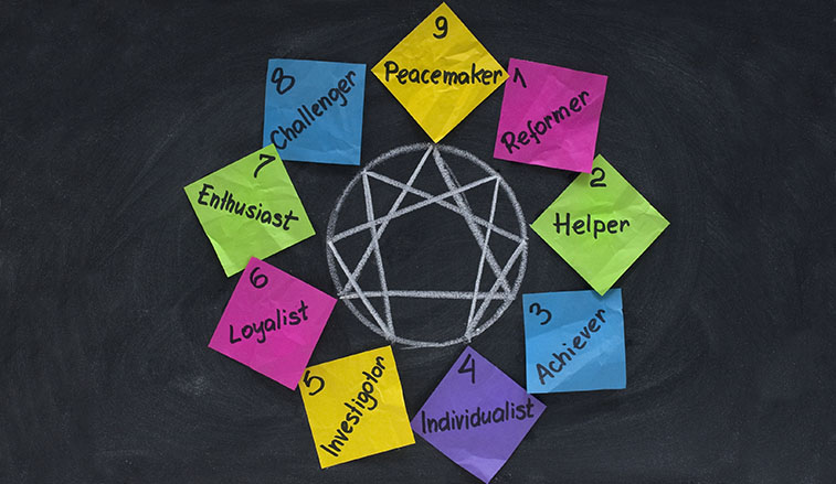 Enneagram on a blachboard