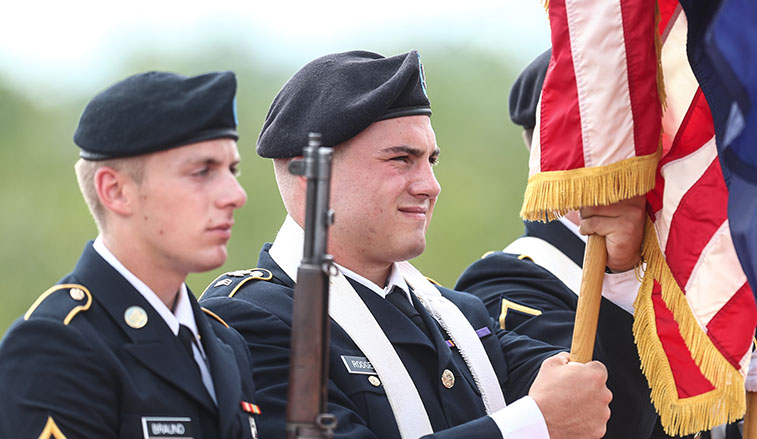 ROTC Cadets during the national anthem