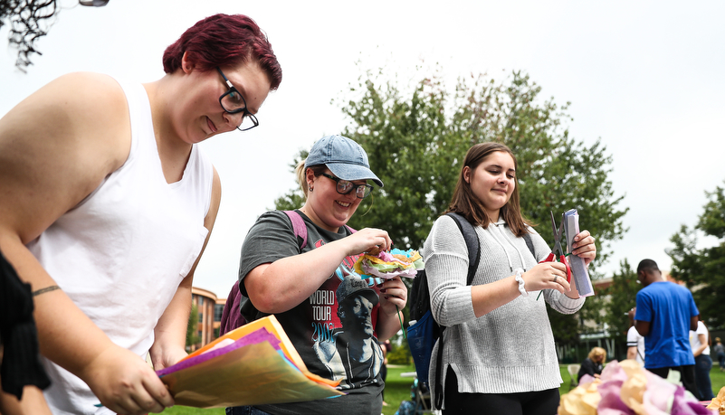 Students making crafts