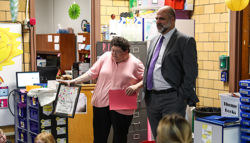 President Behre with Pre-school class