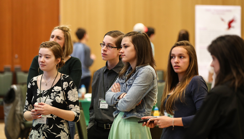 High school students listening to a presentation