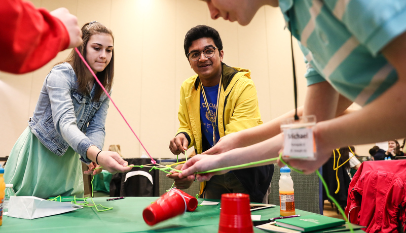 High school students doing an activity