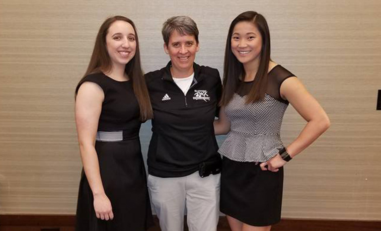 Joanne Leight with two students