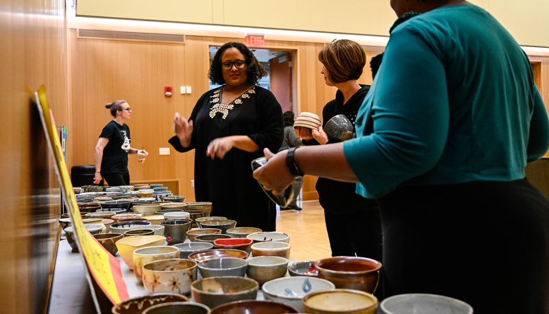 women seleting bowls