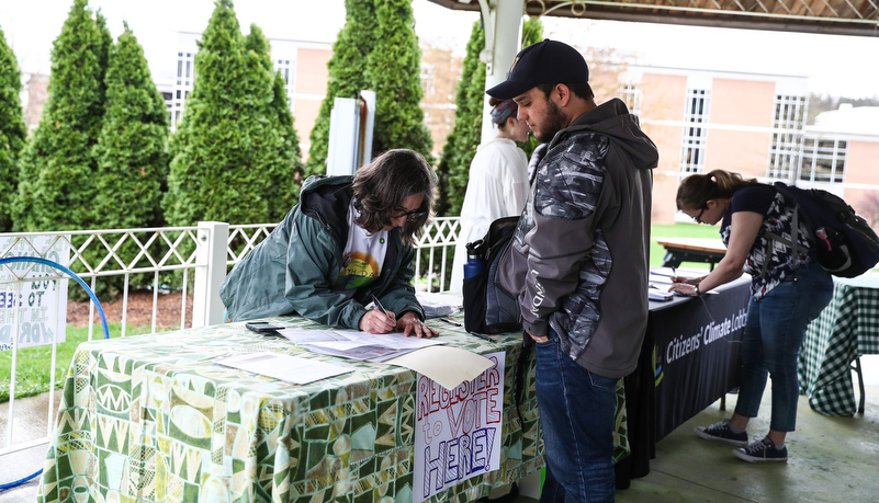 Man registering to vote