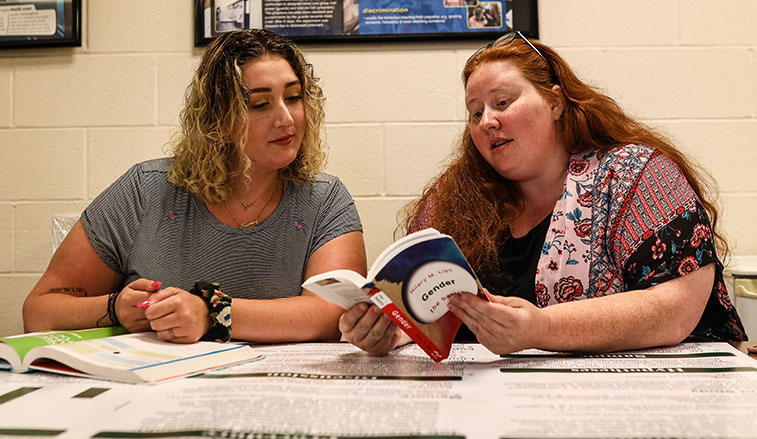 Student and professor review their research