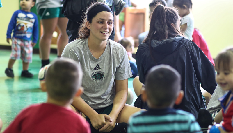 interation between an SRU student and a child