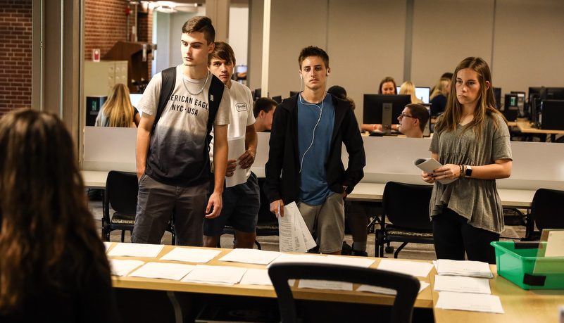 Students studying in the library