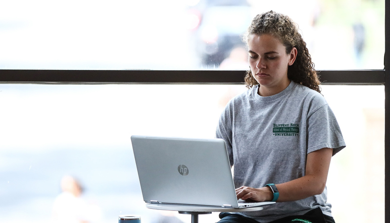 Student studying in the Smith Center