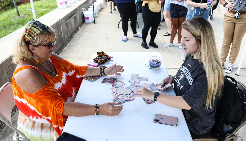 Student getting her fortune told