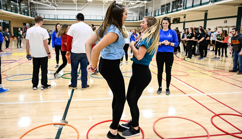 Rock paper siccors game being played