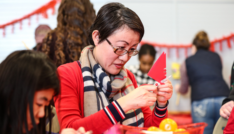 woman making Chinese crafts