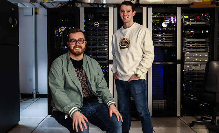 Students in front of servers