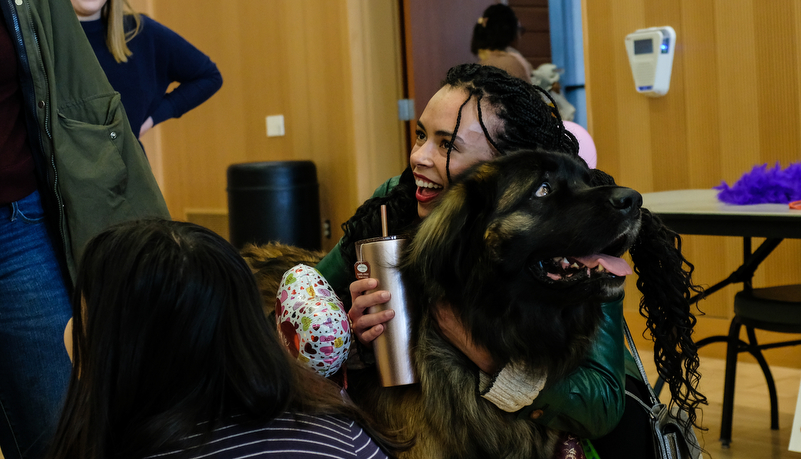 Student with a dog